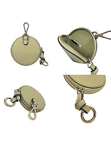 Chloé Chloé Chloe Alphabet Small Round Coin Purse CHC23SP766F57 Women's Leather Mini Pouch Faded Green Sage Wallet (view 2)