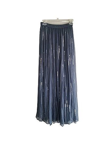 Chan Luu Slate Blue Sheer Maxi Skirt With Sequin Strips Formal Skirt (view 1)