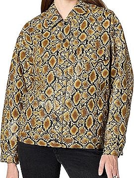 Good American Snake Print Faux Leather Trucker Jacket Jacket (view 2)