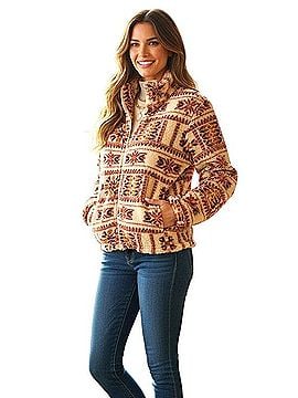 Lucky Brand Nordic Fair Isle Sherpa Fleece Zip Jacket Jacket (view 2)