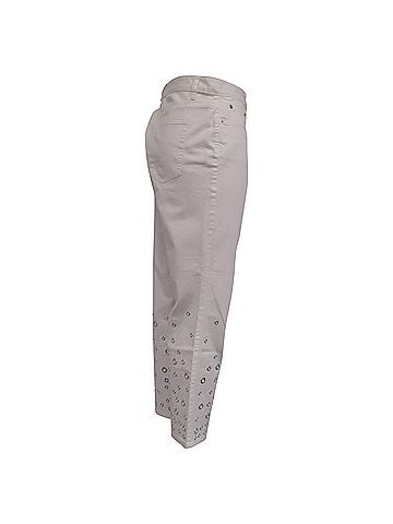 Michael Kors Michael Kors Izzy Embellished Cropped Skinny Jeans in White Cotton (view 2)