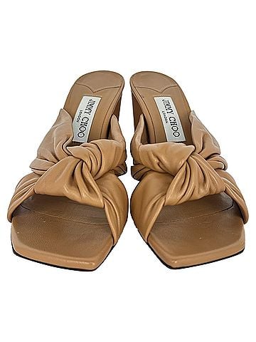 Jimmy Choo Jimmy Choo Avenue Crisscross Knot Heeled Mules in Brown Leather (view 2)
