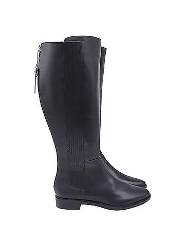 Calvin Klein Calvin Klein Knee-High Riding Boots in Black Leather (view 1)