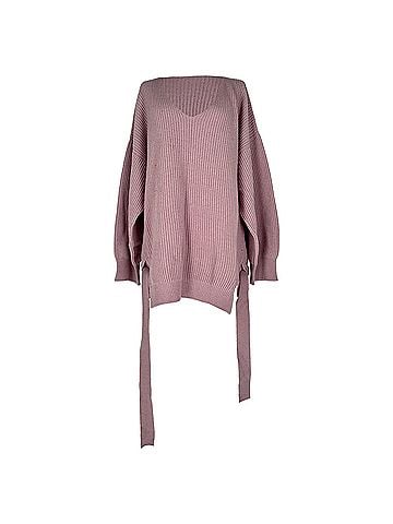 Stella McCartney Stella Mccartney Knitted Tie-Waist Sweater in Pink Wool (view 1)