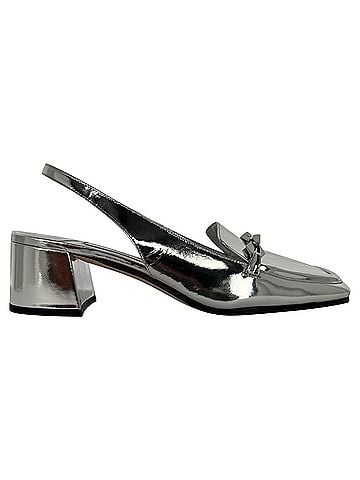 Jimmy Choo Jimmy Choo Diamond Tilda 45mm Slingback Pumps in Metallic Silver Patent Leather (view 1)