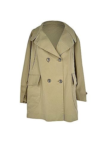 Saint Laurent YSL Short Trench Coat in Khaki Cotton (view 1)
