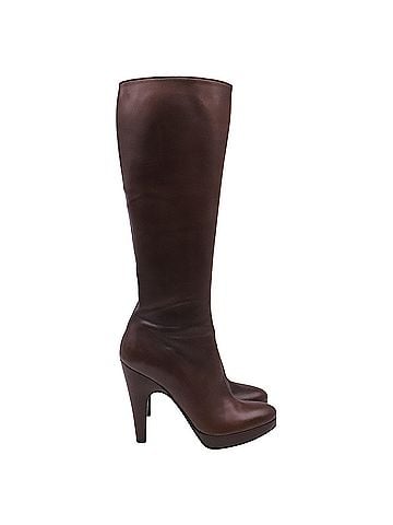 Prada Prada Platform Knee-High Boots in Brown Leather (view 1)