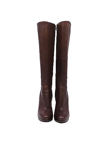 Prada Prada Platform Knee-High Boots in Brown Leather (view 2)