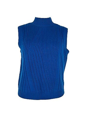 Diane von Furstenberg Diane Von Furstenberg Ediva Vest Sweater in Blue Wool (view 1)