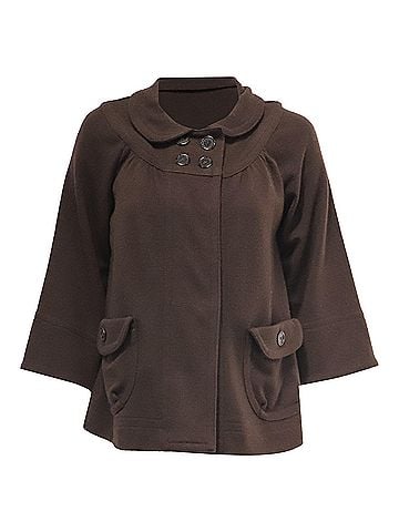 Marc Jacobs Marc Jacobs Peter Pan Collar Short Jacket in Brown Wool (view 1)