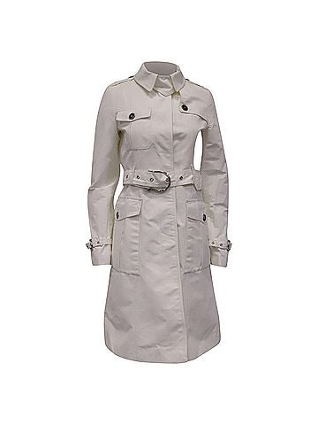Burberry Burberry Single-breasted Belted Trench Coat in White Polyamide (view 1)