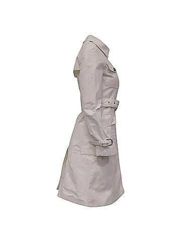 Burberry Burberry Single-breasted Belted Trench Coat in White Polyamide (view 2)