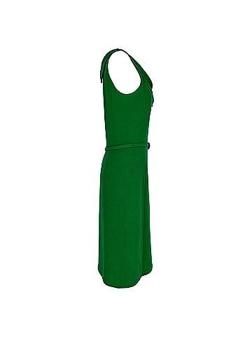 Oscar De La Renta Oscar de la Renta Belted Dress in Green Wool (view 2)