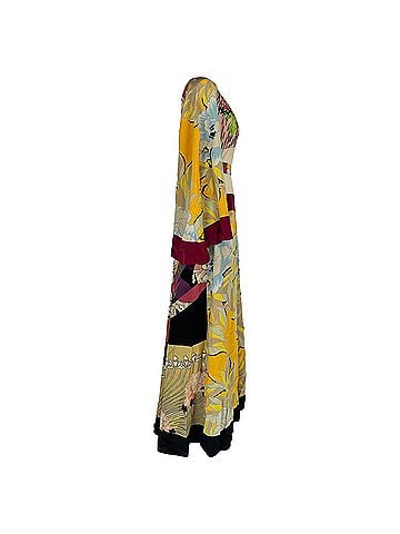 ETRO Etro Printed Long Sleeve Maxi Dress in Multicolor Silk (view 2)