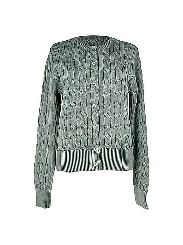 Ralph Lauren Ralph Lauren Cable Knite Cardigan in Green Cotton (view 1)