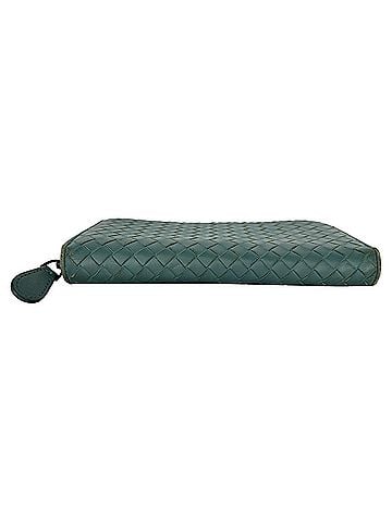 Bottega Veneta Bottega Veneta Intrecciato Zip-Around Wallet in Teal Leather (view 2)