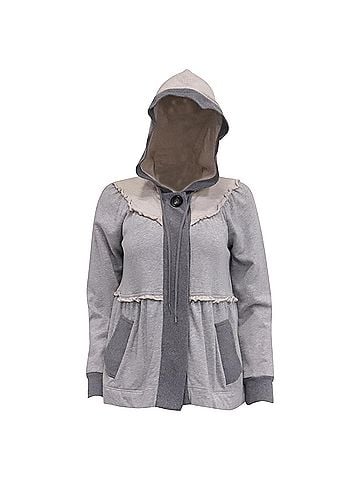Marc Jacobs Marc by Marc Jacobs Frill Accented Layered Hoodie in Grey Cotton (view 1)