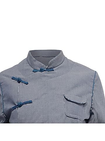 Marc Jacobs Marc Jacobs Chinese-Tang Military-Style Jacket in Light Blue Cotton (view 2)