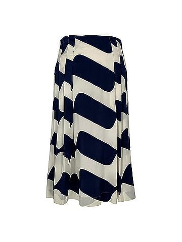 Victoria Beckham Victoria Beckham Wavy Striped Pleated Midi Skirt in Multicolor Silk (view 1)