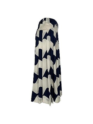 Victoria Beckham Victoria Beckham Wavy Striped Pleated Midi Skirt in Multicolor Silk (view 2)
