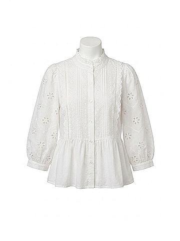 Entro Women's Eyelet Lace Top in White (view 1)