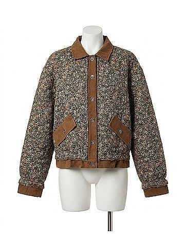 Pol Women's Quilted Jacket in Choco Floral (view 1)