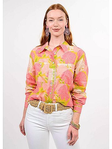 Ivy Jane Blooms A Plenty Shirt in Coral (view 2)