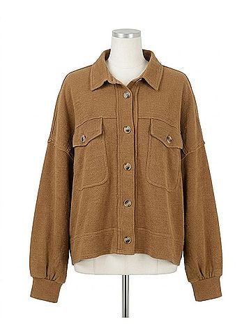 White Birch Women's Long Sleeve Solid Knit Jacket in Camel (view 1)