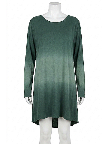 Umgee Dip Dye Ombre Round Neck Dress in Forest (view 1)