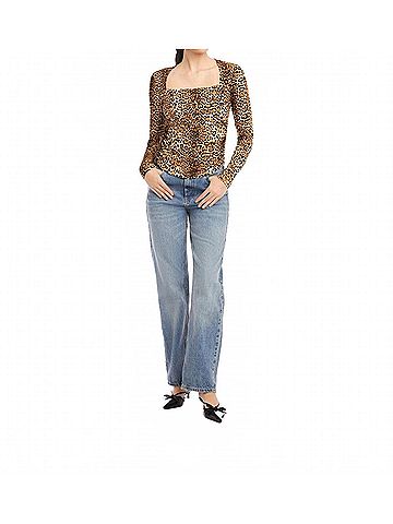 Fifteen Twenty Cady Side Shirred Top in Leopard (view 2)