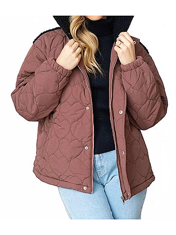 White Birch Women's Quilted Puffer Jacket in Brown (view 2)