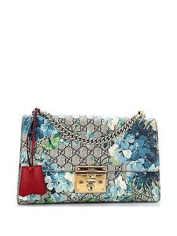 Gucci Padlock Shoulder Bag Blooms Print GG Coated Canvas Medium (view 1)
