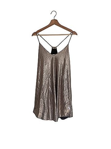 Bishop + Young Metallic Silver Plunging V-Neck Mini Dress Cocktail Dress (view 1)
