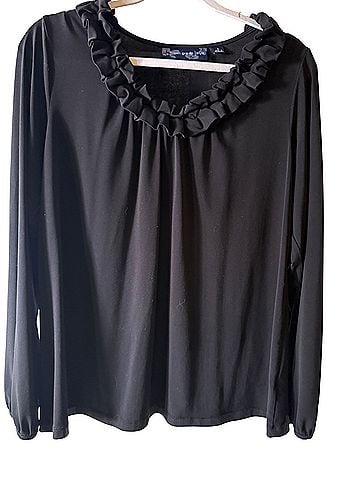 Susan Graver Ruffle Collar Long Sleeve Blouse (view 2)