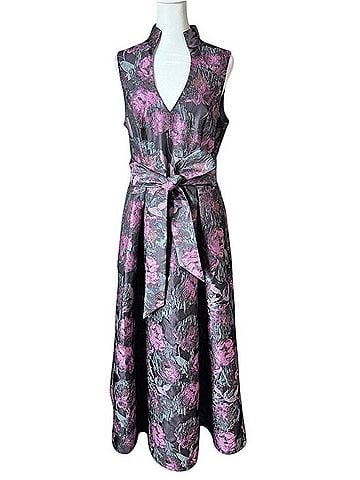 Aidan Mattox Metallic Floral Maxi Gown Casual Dress (view 1)