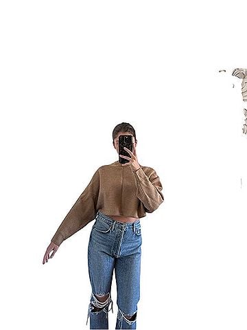 Aritzia Cropped Rib-Knit Sweater Pullover Sweater (view 1)
