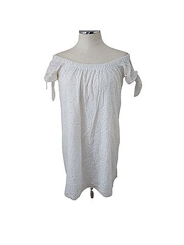 Miley + Molly White Eyelet Off The Shoulder Mini Dress Casual Dress (view 1)
