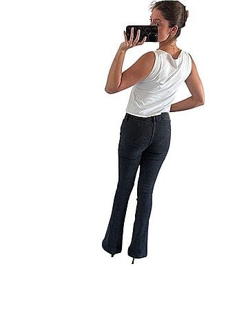 Zara Mid-Rise Black Split-Hem Jeans (view 2)