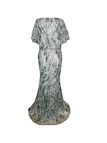 Mac Duggal Sequin Embroidered Flutter Sleeve Full Gown Cocktail Dress (view 2)