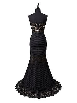 Tadashi Shoji Tadashi shoji black lace and pintuck jersey lace Cocktail Dress (view 2)