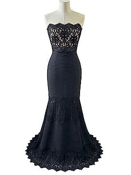 Tadashi Shoji Tadashi shoji black lace and pintuck jersey lace Cocktail Dress (view 1)