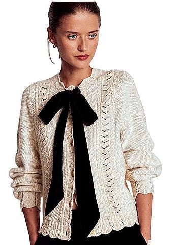 Boden Velvet Bow Cable Cardigan Cardigan (view 1)
