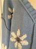 Pol Dusty Blue V-Neck Sweater with Daisy Knit Patches Pullover Sweater - photo 4