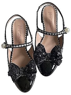Betsey Johnson Betsey Johnson Black Patent Bow Slingback Flats Flats (view 1)