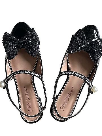Betsey Johnson Betsey Johnson Black Patent Bow Slingback Flats Flats (view 2)