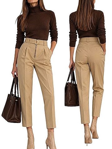 Sandro Belted High-Waisted Cropped Pants Casual Pants (view 1)
