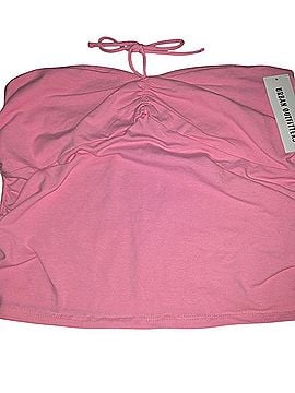 Urban Outfitters Pink Ruched Strapless Bandeau with Tie Halter Top (view 1)