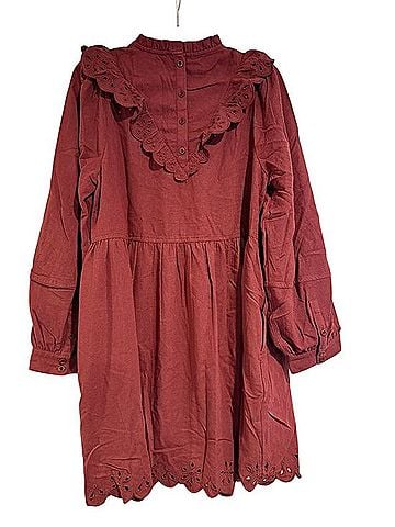 Madewell Mulberry Eyelet Lace Ruffle Mini Dress Casual Dress (view 2)