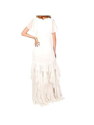 Halston Flounce Sleeve Gown Cocktail Dress (view 2)