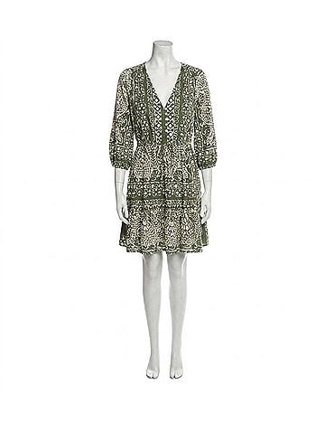 Fifteen Twenty Tasha Tiered Dress in Green/Off White Print (view 1)